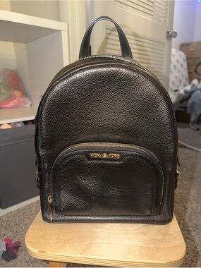 MOVING SALE Michael Kors Black Pebbled Leather Backpack Gold Hardware